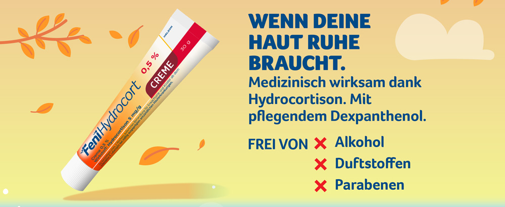 Familie lacht vor sonnigem Hintergrund, FeniHydrocort ist für die ganze Familie ab 6 Jahren geeignet.